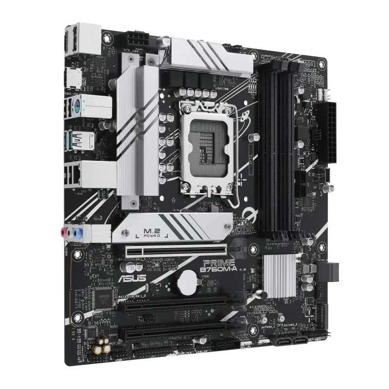 ASUS PRIME B760M-A-CSM (ATX, LGA1700, Intel B760, 4x DDR5 7200MHz, 3x PCIe x16, 2x M.2, 4x SATA, 2.5GbE, 6x USB Rear, 1x DP, 2x HDMI, Wi-Fi)
