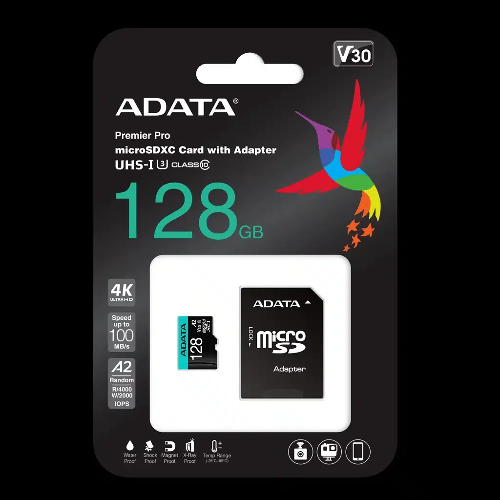 micro SDXC Card ADATA 128GB UHS-I/U3/V30S/A2 + Адаптер
