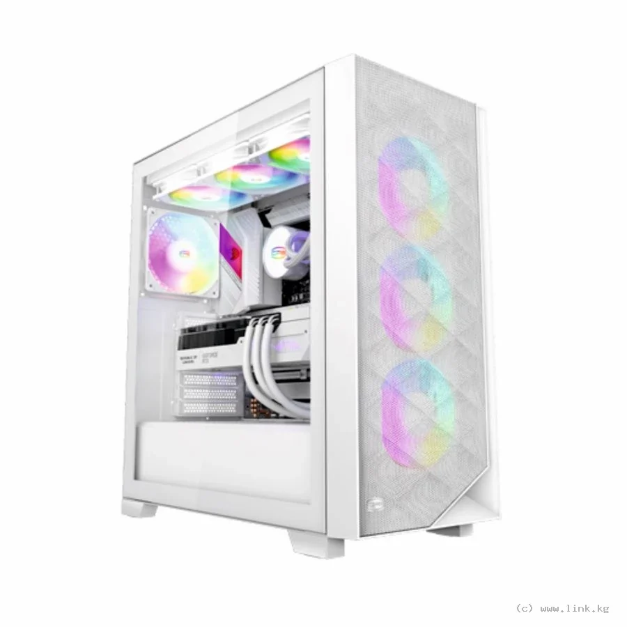 Корпус PC Cooler C3 D510 ARGB WH ATX 2xUSB 3.0, HDAudio, 2x2,5" SSD, 2x3,5" HDD, 3x120mm ARGB FAN, Tempered Glass, 454x220x490mm, White