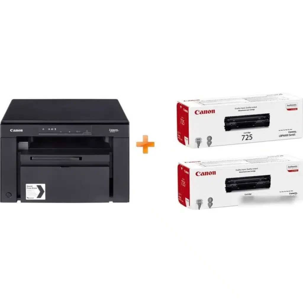 МФУ монохромное лазерное Canon i-SENSYS MF3010 (2 картриджа CRG 725) (Printer-copier-scanner, A4, 18ppm, 1200x600 dpi, USB) чёрный