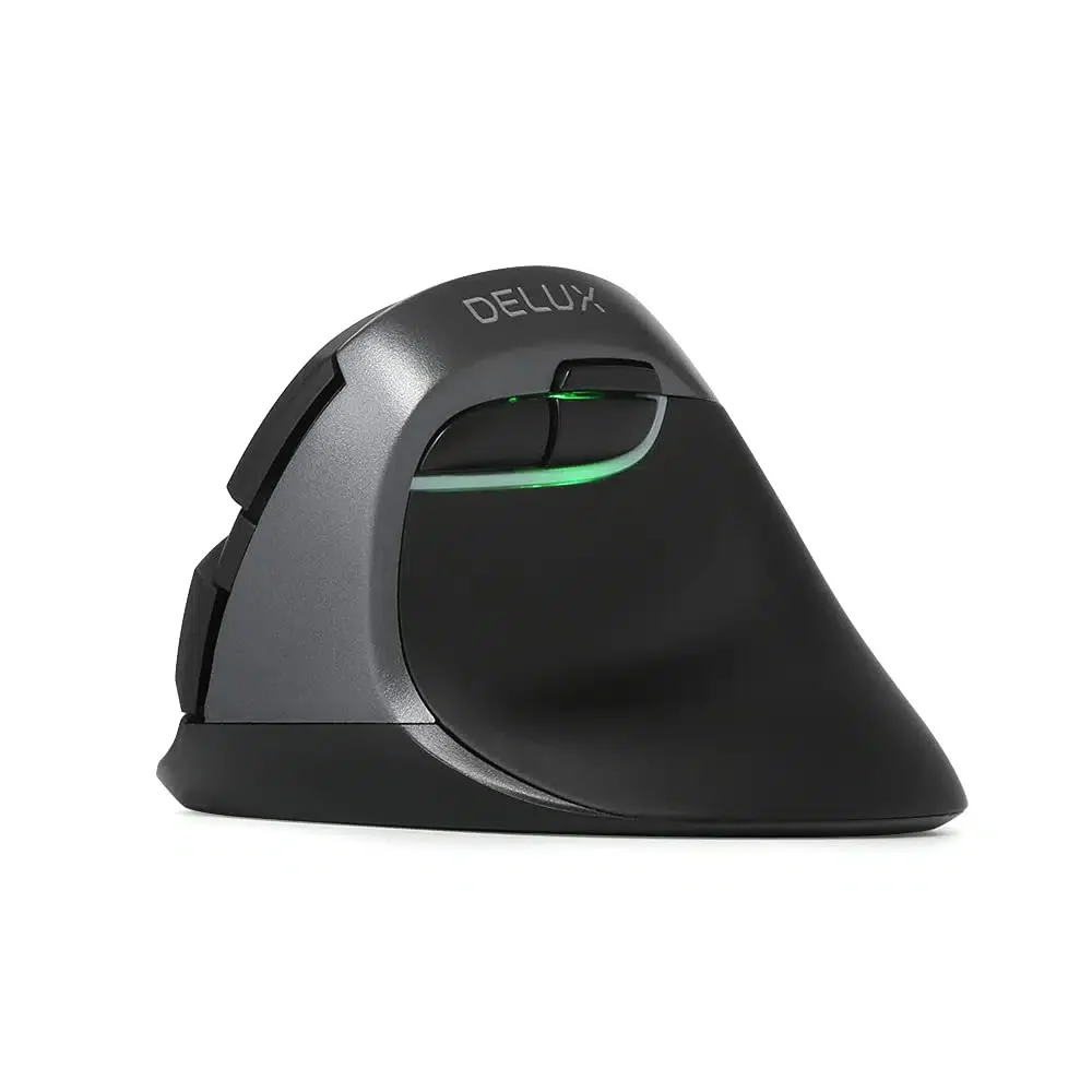 Мышь беспроводная вертикальная Delux M618mini DB USB, оптическая, DPI:max1600, 5 кнопок, черный