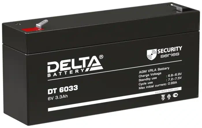 Аккумулятор Delta DT6033 6V 3.3Ah (134*34*66mm)