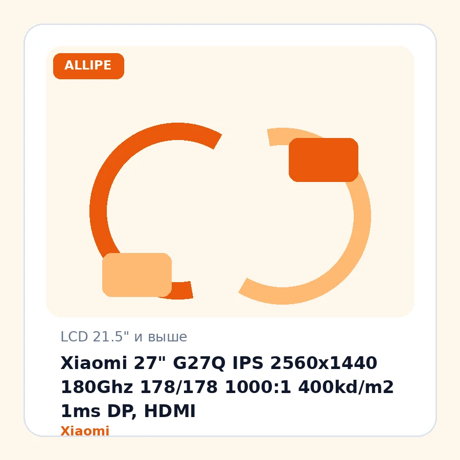 Xiaomi 27" G27Q IPS 2560x1440 180Ghz 178/178 1000:1 400kd/m2 1ms DP, HDMI