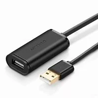Кабель удлинитель UGREEN US121 (USB2.0 папа-мама, 10м), чёрный 10321