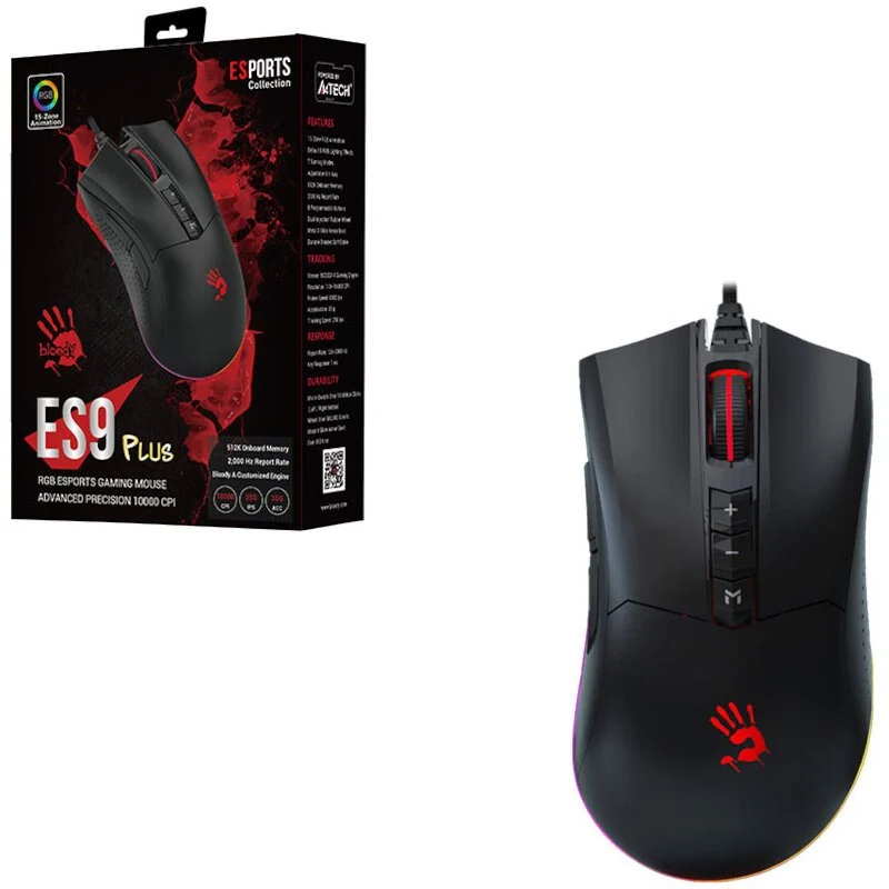 A4TECH BLOODY ES9 PLUS ESPORTS RGB MOUSE STONE BLACK 1000CPI USB