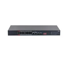 Коммутатор POE Dahua DH-S3218-16ET-135 (16 x 100Mbps/ 2 Uplink/SFP x 1 Gigabit/ POE 250m/ Hi-PoE/ 135W)