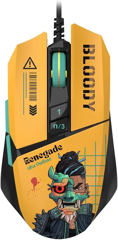 A4TECH BLOODY SAVAGE IMPACT W63 MAX RENEGADE SUNSET GAMING MOUSE 12000CPI RGB YELLOW USB