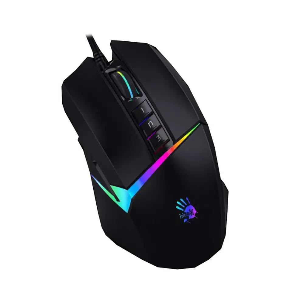 A4TECH BLOODY W60 MAX GAMING MOUSE 10000CPI GUN METAL RGB METAL FEET ACTIVE USB BLACK/RED