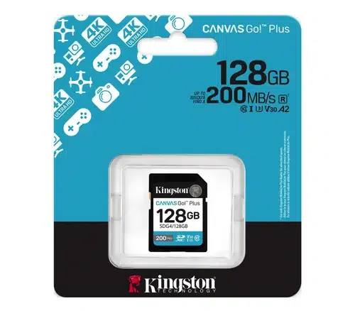 Secure Digital SDXC CL10 128GB KINGSTON Canvas Go Plus G4 200R U3 V30