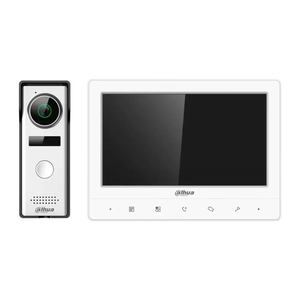 Видеодомофон DAHUA DHI-KTA02M (7"TFT LCD, 1024x600, 1,3Mp, DWDR, IP66, Plastic+ABS slim) black/white