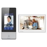 IP видеодомофон комплект HIKVISION DS-KIS902-S (7"/IPS/1080p/PoE/Wi-Fi/mSD/LAN/Touch/Hik-Connect+(4.3"/FACE ID))+коммутатор+козырек+флешка