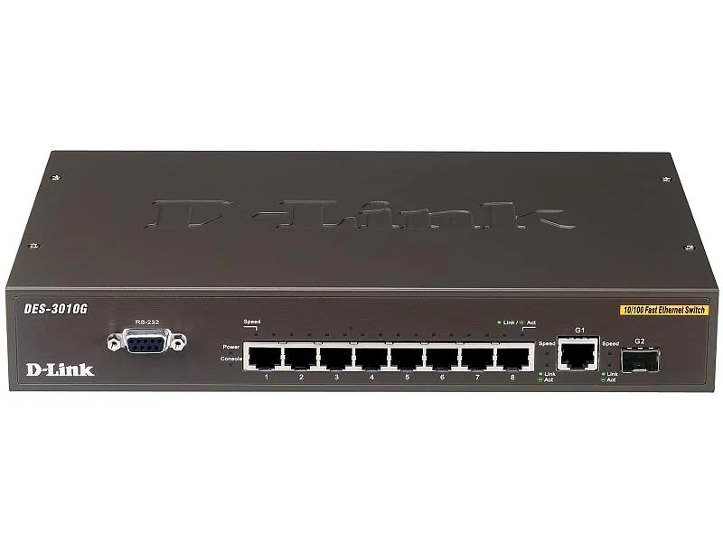 Коммутатор HUB Switch D-Link DES-3010G 8 10/100Base-TX Ethernet + 1 1000Base-T Gigabit + 1 SFP ports