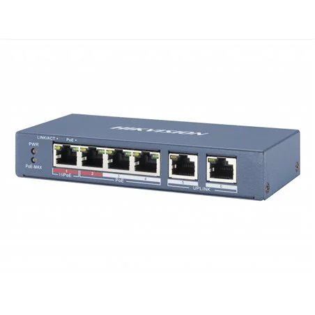 HUB Switch HIKVISION DS-3E0106P-E/M(B) 4x10/100Mbps PoE,2x100Mbpc,PoE budget:45W Metal