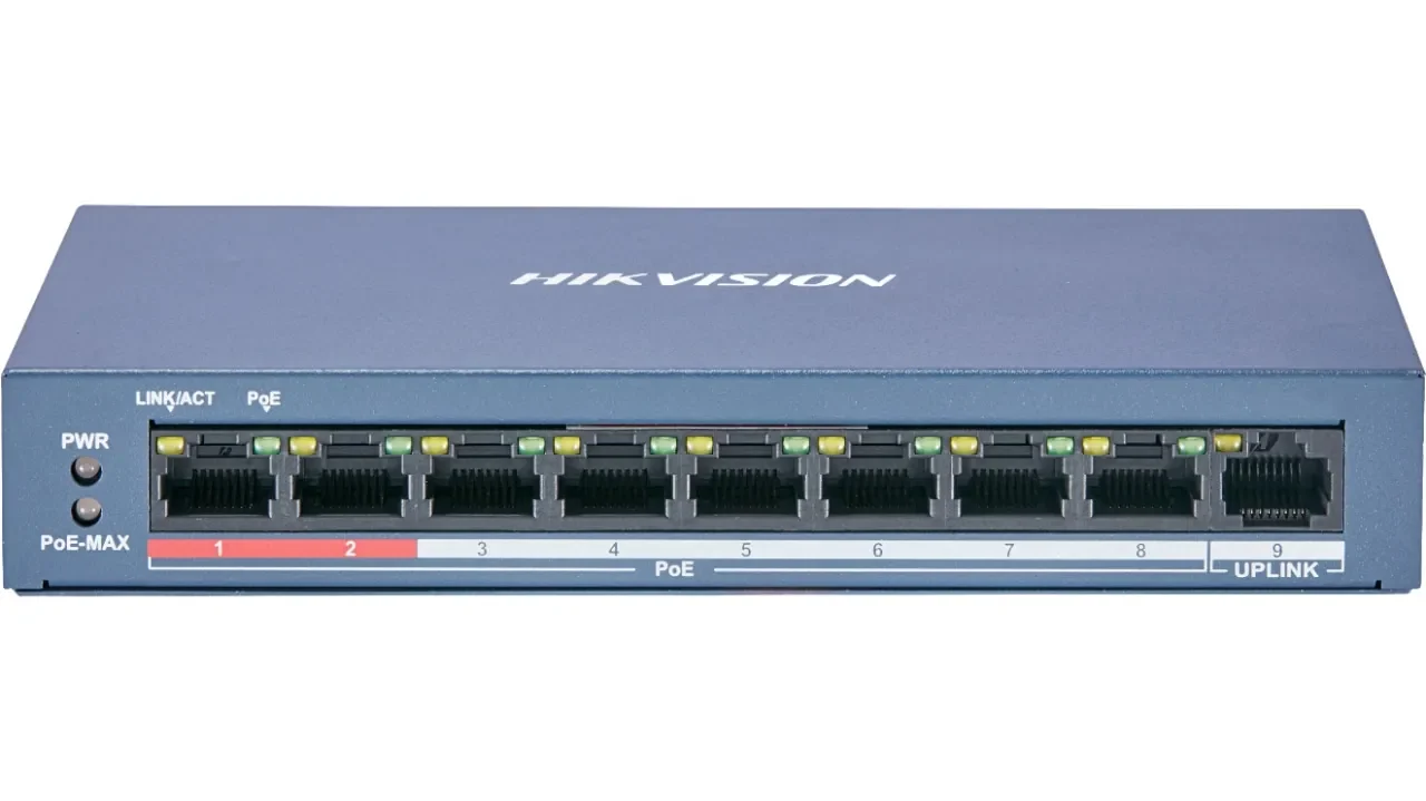 HUB Switch HIKVISION DS-3E0109P-E/M 8x10/100Mbps PoE,1x100Mbpc,PoE budget:58W Metal