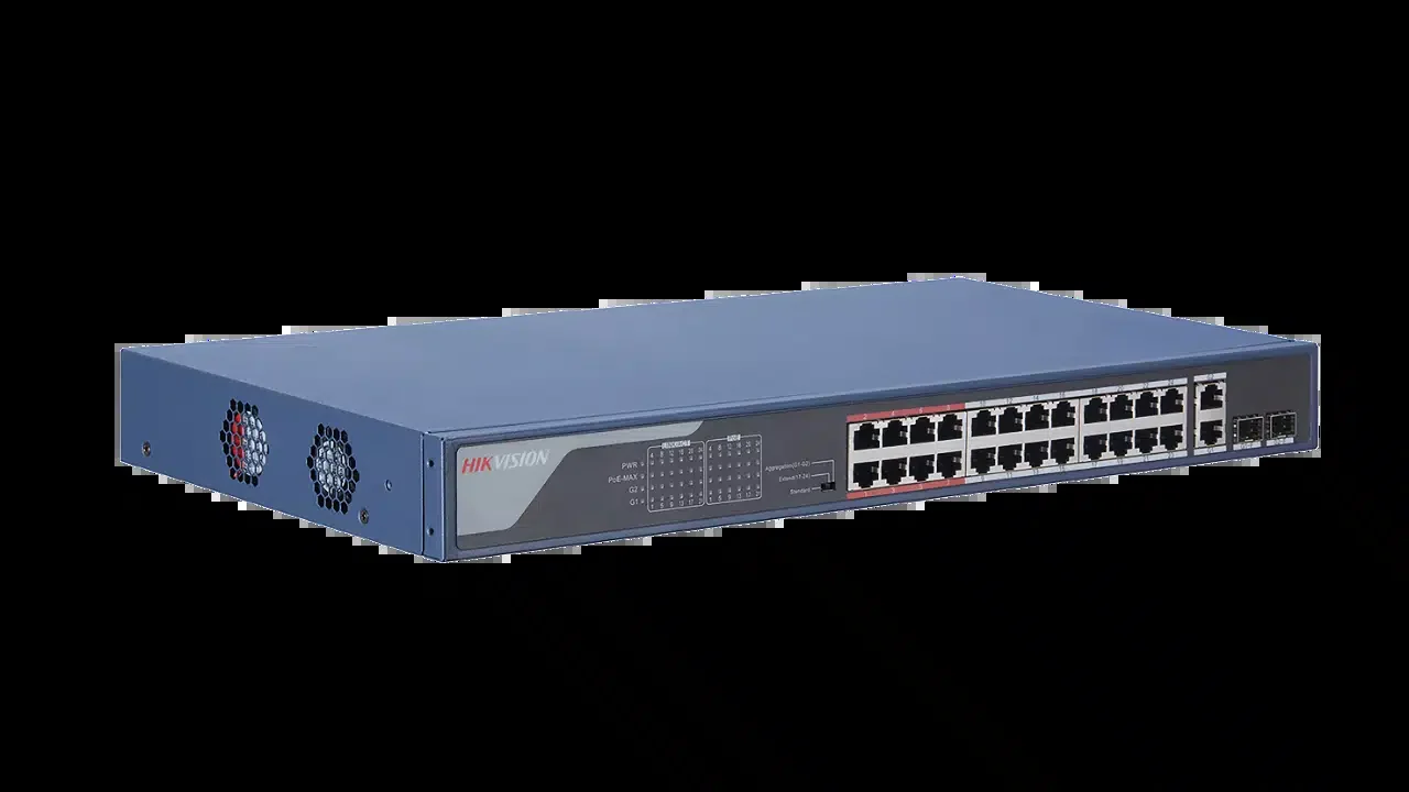 HUB Switch HIKVISION DS-3E0326P-E(C) 24x100Mbps PoE,2x1000Mbps,2x1000 SFP,PoE budget:370W Metal