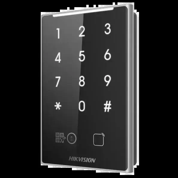 Считыватель с сенсорной клавиатурой HIKVISION DS-K1109DKB-QR(STD)Mifare,Bluetooth,QR-code,пласт,IP65