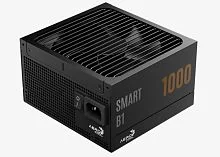 Блок питания 1000W Aerocool SMART B1 1000,1000W, ATX, 80 PLUS Bronze, 20+4 pin, 8pin, 4+4pin,8*Sata, 6*Molex, 6*PCI-E 6+2 pin, Модульный, Вентилятор 13.5см, Кабель питания, Чёрный