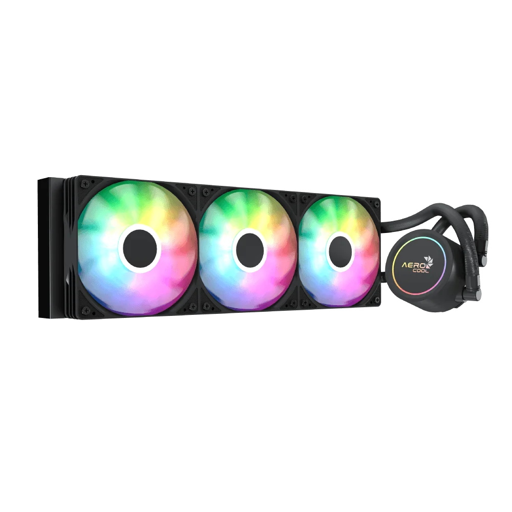 Система жидкостного охлаждения Aerocool, Abyss L360R, Intel 1851/1700/1200/115х и AMD AM5/AM4, TDP 320W, 3*120мм ARGB, 600-3000 RPM, 81,5CFM, Чёрный