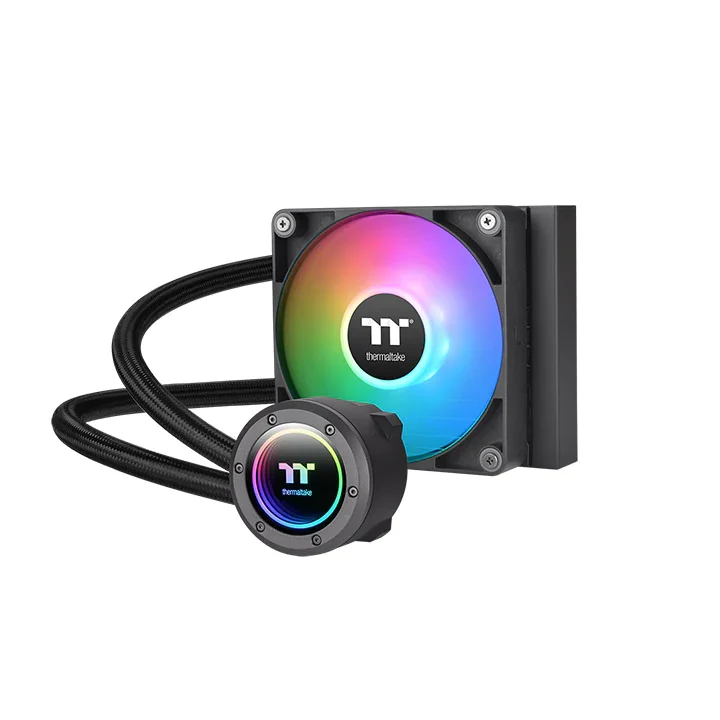 Система жидкостного охлаждения Thermaltake TH120 ARGB LGA 1851/1700/1200/1156/1155/1151, AMD: FM2/FM1/AM5/AM4/AM3+/AM3, TDP 290W, ARGB кулер 120мм, уровень шума 28.2dBa, медный радиатор, 59,3CFM (1CL-W285-PL12SW-A), черный