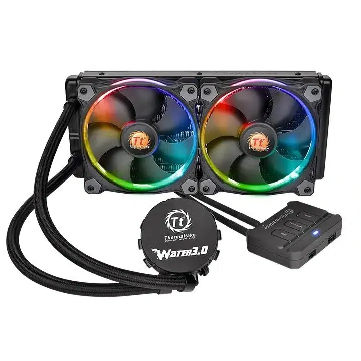Система жидкостного охлаждения Thermaltake Water 3.0 Riing RGB 240, LGA2066,2011-3,2011,1366,1156,1155,1151,1150,1200,AMDTR4,AM4,FM2,FM1,AM3+-3,AM2+-2, TDP 240W, Riing Red 2x120мм вент, 400-1500 об/мин, 26.4 dB(A), Чёрный [CL-W107-PL12SW-A]