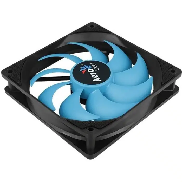 Вентилятор AeroCool, Motion 12 Molex+3P, 120мм, 1200+-10%об.мин, 29.8CFM, 22.1dBA, 120х120х25мм, гидравлический подшипник, 40000 часов время службы, Чёрный+Синий