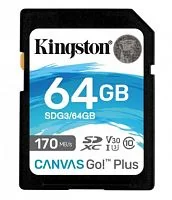 Карта памяти Secure Digital Card Kingston 128GB Canvas Go! Plus Class 10, UHS-I, U3, V30 [SDG3/128GB]