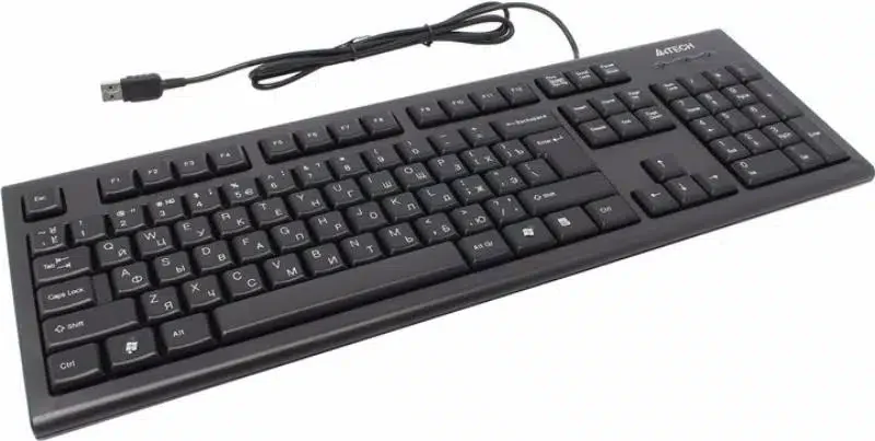 Клавиатура A4Tech KR-85, мембранная, 104btns, USB, COMFORT ROUND EDGE Клавиатура рус/англ/кырг, 1.5m, Черный