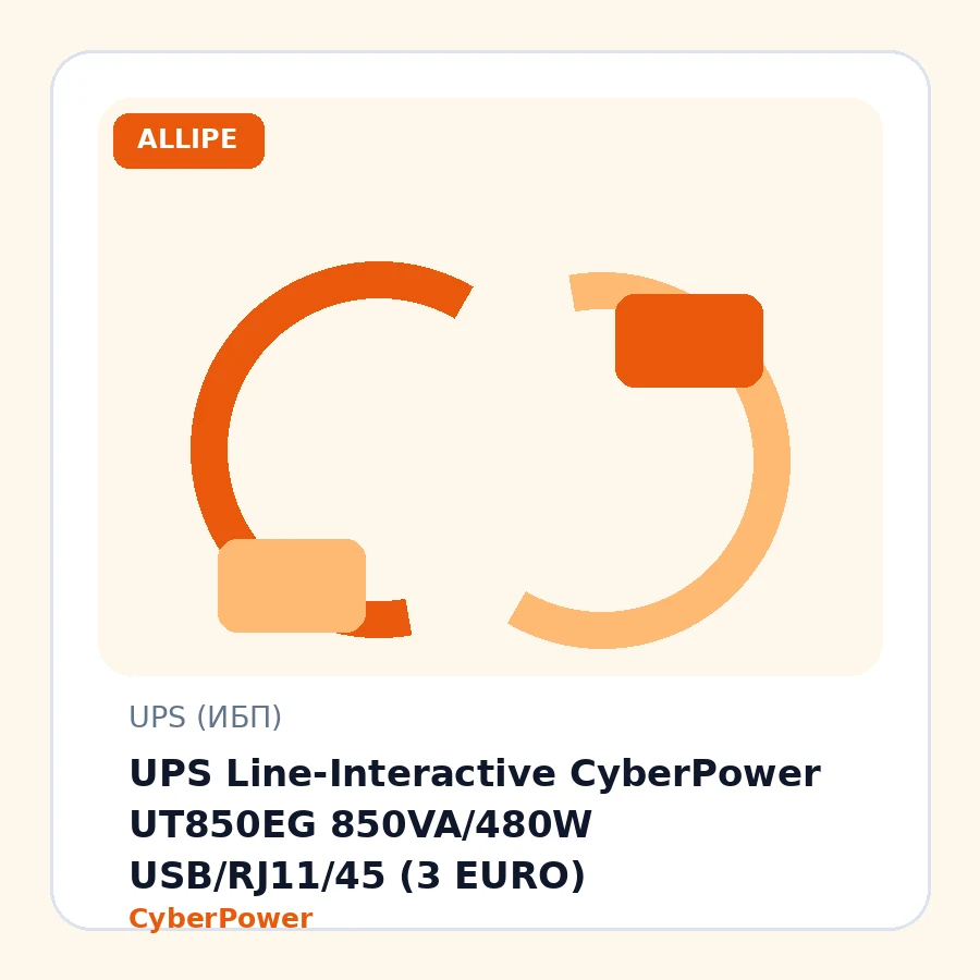 UPS Line-Interactive CyberPower UT850EG 850VA/480W USB/RJ11/45 (3 EURO)