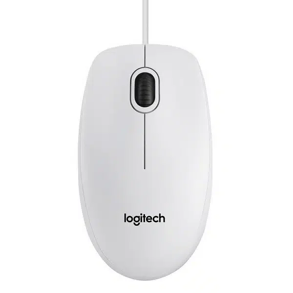Мышь Logitech B100, оптическая 1000dpi, светодиодная, USB, 3 кнопки, 1.8 м, белая [910-003360]