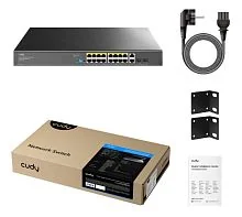 Сетевой коммутатор CUDY GS1018PS2 18x1000Mbpc, 2x1.25G SFP Slots, PoE budget, VLAN/Default/Extend DIP Switch , 802.3i/u/ab/z/x/af/at, 30W