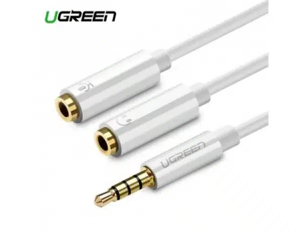 Аудиокабель UGREEN AV141 3.5mm male to 2 Female Audio Cable ABS Case, White