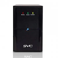 ИБП UPS SVC V-1200-L, Мощность 1200ВА/720Вт, Диапазон работы AVR: 165-275В, Бат.: 12В/7 Ачx2шт., 3 вых.: Shuko CEE7, Чёрный