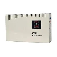 Стабилизатор (AVR) SVC W-3000, Мощность 3000ВА/3000Вт, LED-дисплей, Диапазон работы AVR: 140-260В, Вых.: 220В+/-7%, Клеммная колодка, Габариты: 380*234*105, Белый