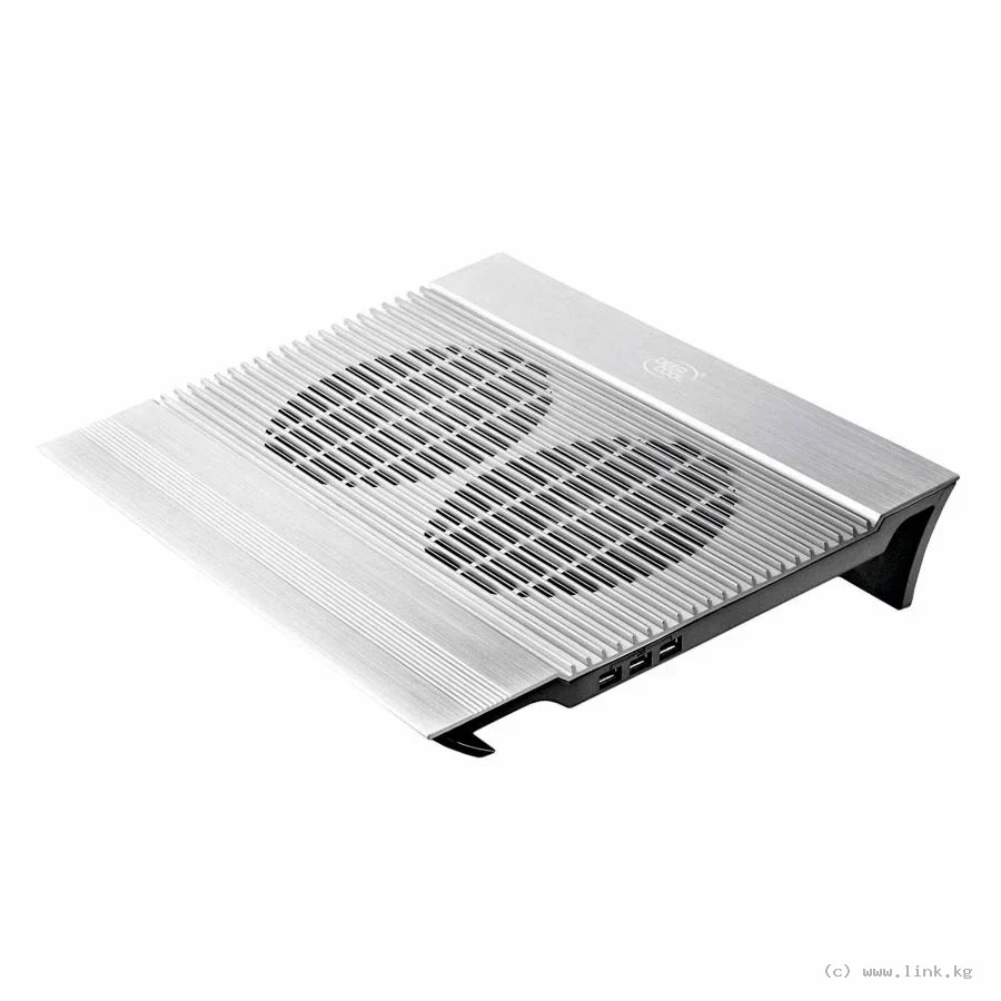 Охлаждающая подставка для ноутбука Deepcool N8 Silver DP-N24N-N8SR, 17", Вентилятор 2*14см, 1000±10%RPM, 4*USB 2.0, 25,1дБл, Габариты 380х278х55мм, Серебристый
