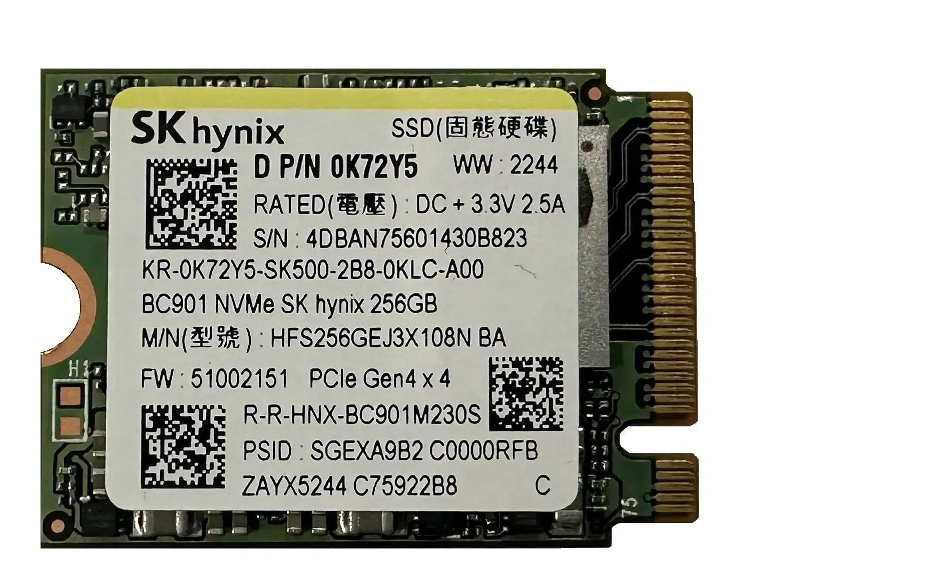 SSD SK Hynix BC901 256GB M.2-2230 PCI-E GEN 4X4