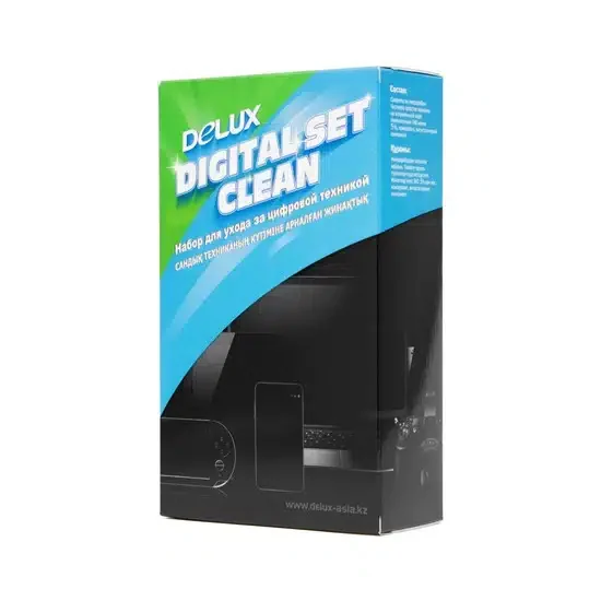Чистящий набор Delux Digital Set Clean, Для ухода за цифровой техникой, Спрей 250 мл с салфеткой из микрофибры 25*25 см, Удаление пыли и загрязнений, Дезинфицирует поверхность