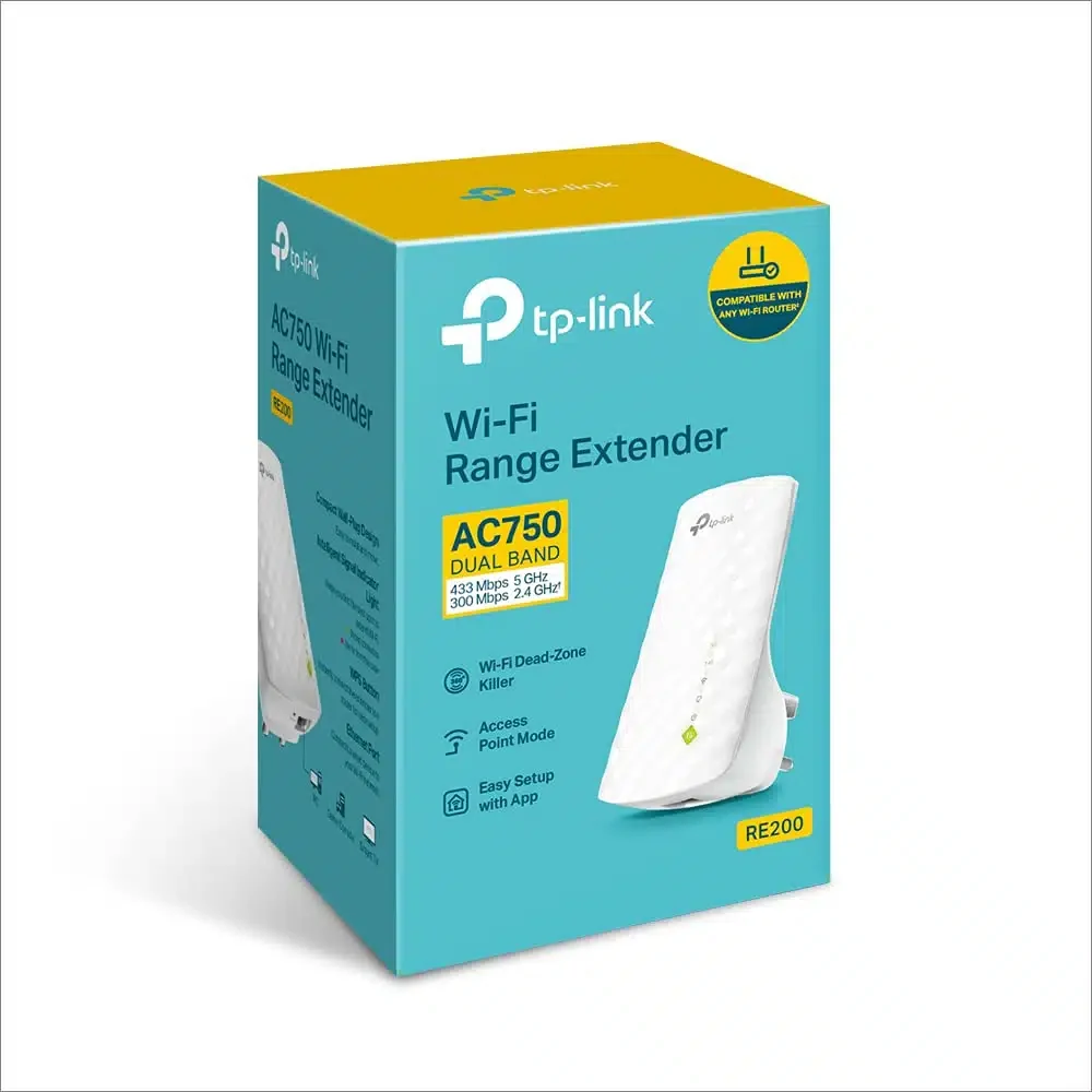 Усилитель Wi-Fi сигнала TP-Link RE200, 5 ГГц: до 433 Мбит/с, 2,4 ГГц: до 300 Мбит/с, 1 порт Ethernet 10/100 Мбит/с (RJ45)