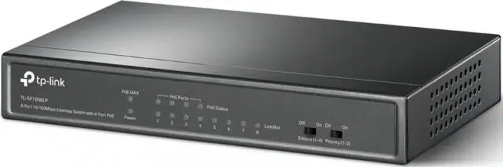 Коммутатор TP-Link TL-SF1008LP, 8-портовый 10/100 Мбит/с настольный коммутатор с 4 портами PoE