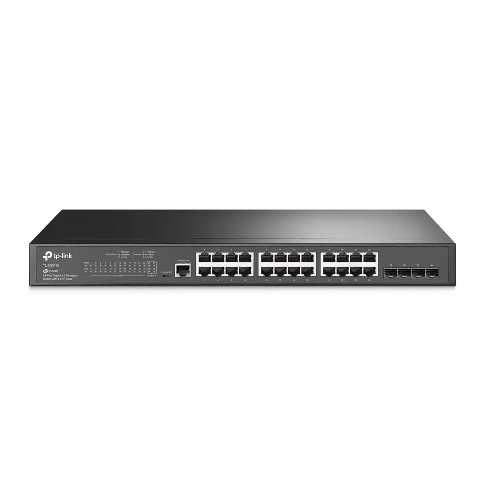 Коммутатор TP-Link SG3428, Omada 24 порта 10/100/1000M + 4 SFP, Управляемый L2, Корпус металл, 1U