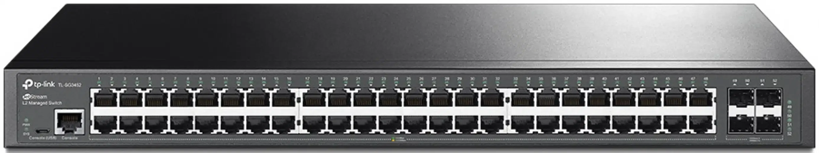 Коммутатор TP-Link SG3452X, Управляемый L2+, 48 портов 10/100/1000M RJ-45 + 4 порта SFP+, 1U