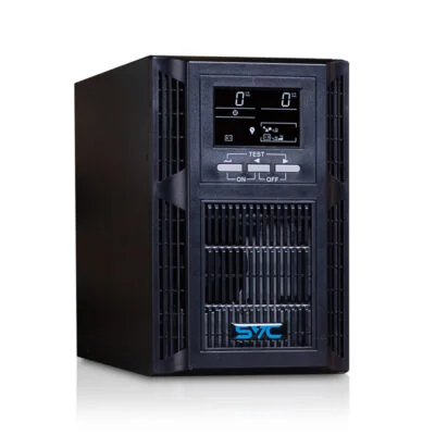 Источник бесперебойного питания SVC PT-3K-LCD, Мощность 3000ВА/3000Вт, PT-серия, On-Line, LCD\USB\RS-232, SMART, Диапазон работы AVR: 115-300В, Бат.: 12В/9Ач*6шт., Вентилятор: 8см*2шт., 3 вых Shuko CEE7+клеммная колодка., Чёрный