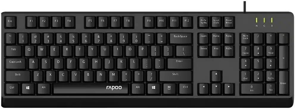 Клавиатура Rapoo NK1900, USB, Кол-во стандартных клавиш 104, Длина кабеля 1,5 метра, Анг/Рус/Каз, Чёрный