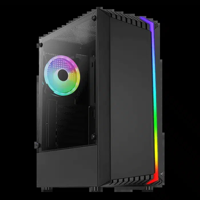 Компьютерный корпус Aerocool Bionic-G-BK-v2, ATX/Micro ATX, USB 2*3.0/1*2.0, HD-Audio+Mic, Кулер 1*12см RGB, Высота процессорного кулера до 158 мм, Длина VGA до 297мм (без переднего радиатора), 2*3.5"/4*2.5", Толщина 0,5мм, 450x206x372мм, Без Б/П, Чёрный