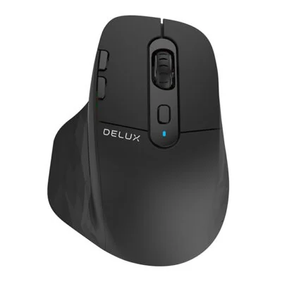 Компьютерная мышь Delux M912DB, 2.4G, Bluetooth 5.0, 800/1200/1600/2400/4000 dpi, 1000 Mah литиевая батарея, Type-C, Черный