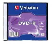 Диск DVD+R Verbatim (43550) 4.7GB, 16х, 50шт в упаковке, Незаписанный