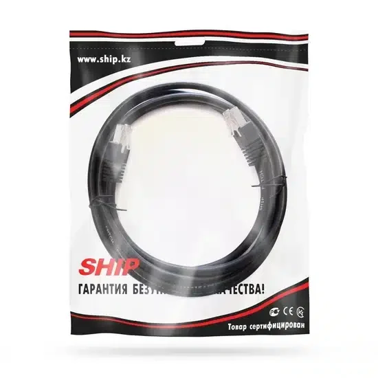 Патч Корд SHIP S7025BK0300-P, Cat.6, FTP, LSZH, RJ-45, 3 м, Чёрный, Экранированный, Пол. пакет