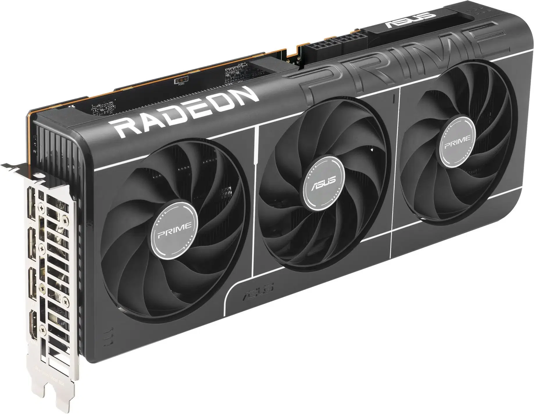 ASUS PRIME AMD Radeon RX 9070 XT OC Edition 16GB GDDR6 256-bit Engine Clock 3030MHz, Memory Speed 20000MHz, Triple Fan, Stainless Steel Vented Backplate, Dual BIOS, Axial-tech fan, PCI Express 5.0, OpenGL®4.6, GPU Tweak 3, HDCP 3x DisplayPort 1xHDMI [9...