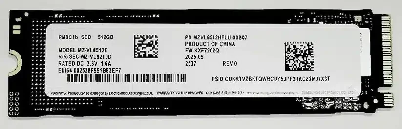 Samsung PM9C1b 512GB PCIe NVMe Gen4x4, M.2 2280, Read/Write 7100/6400MB/s, [MZVL8512HFLU-00BLL] OEM
