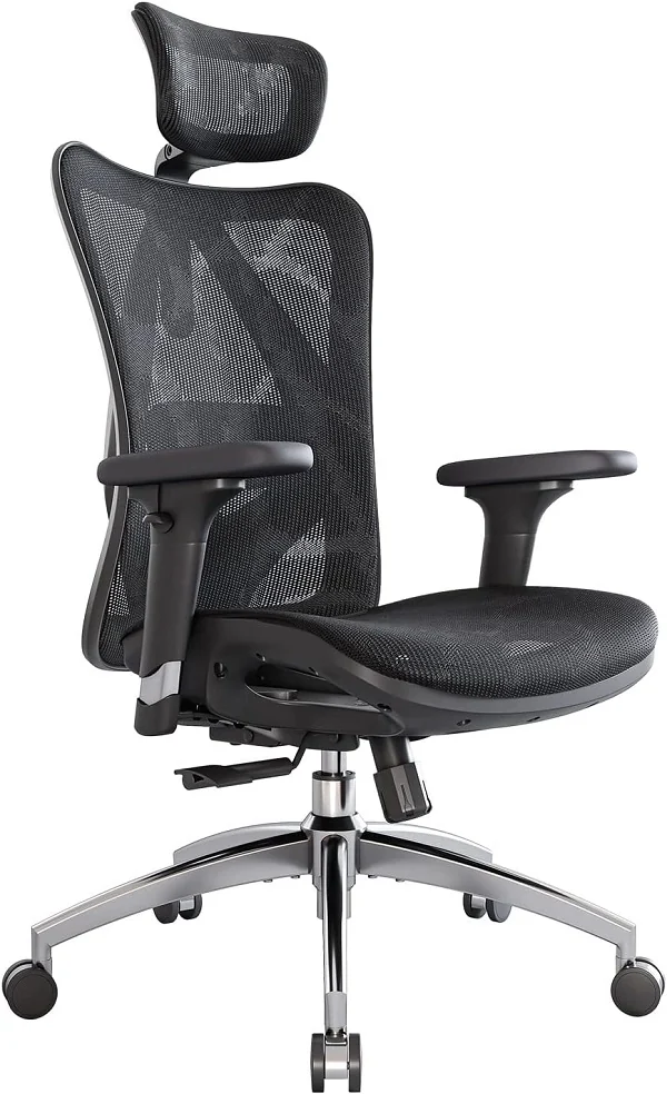 Office Chair SIHOO M57-N110 BLACK 3D Armrest, class 3 TUV gaslift,350mm aluminium base