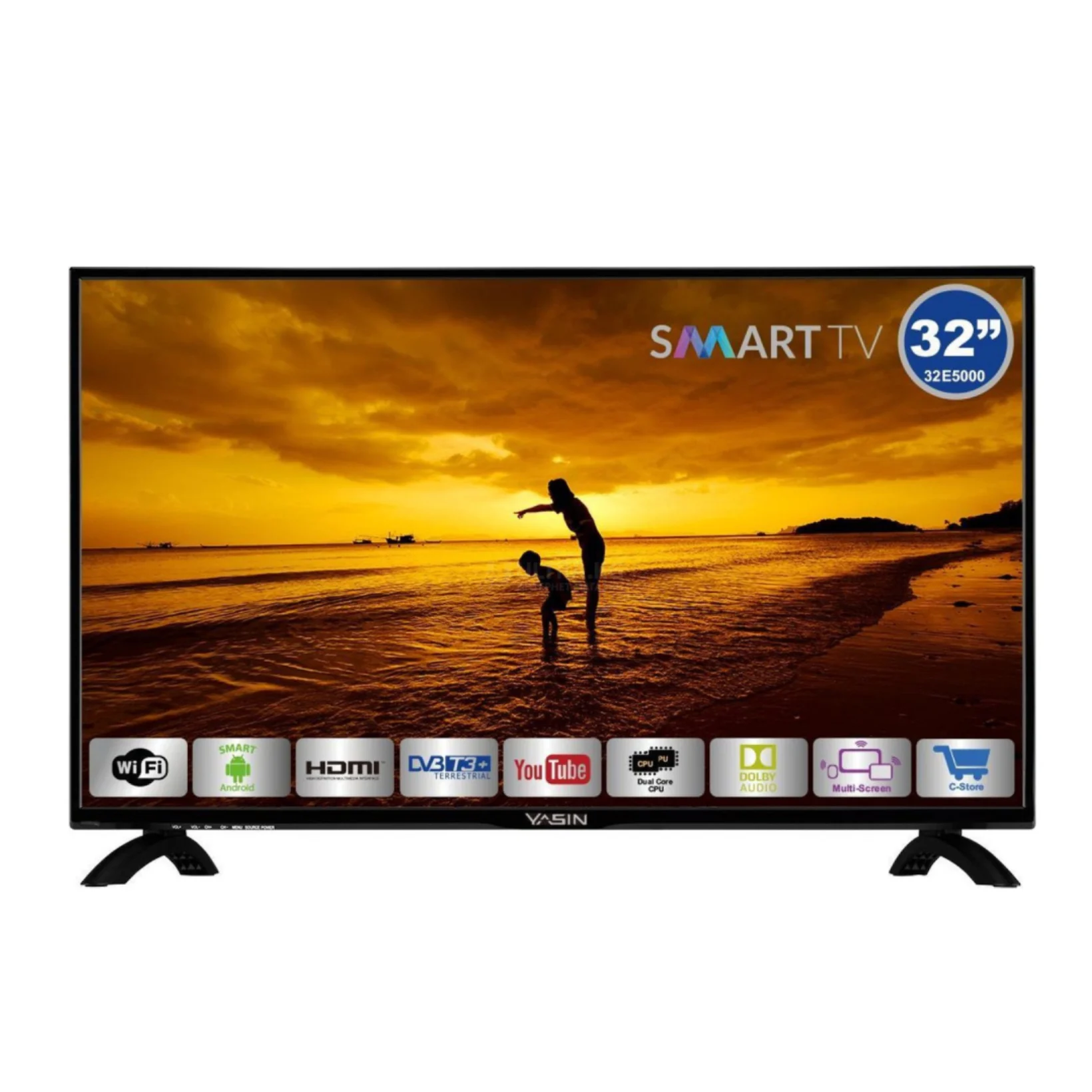 YASIN LED TV 43E9000 43" HD 1920x1080,450 cd/m2 Smart 1000000:1 6ms DVB-T2/C/S2 2xHDMI,VGA,USB,WIFI